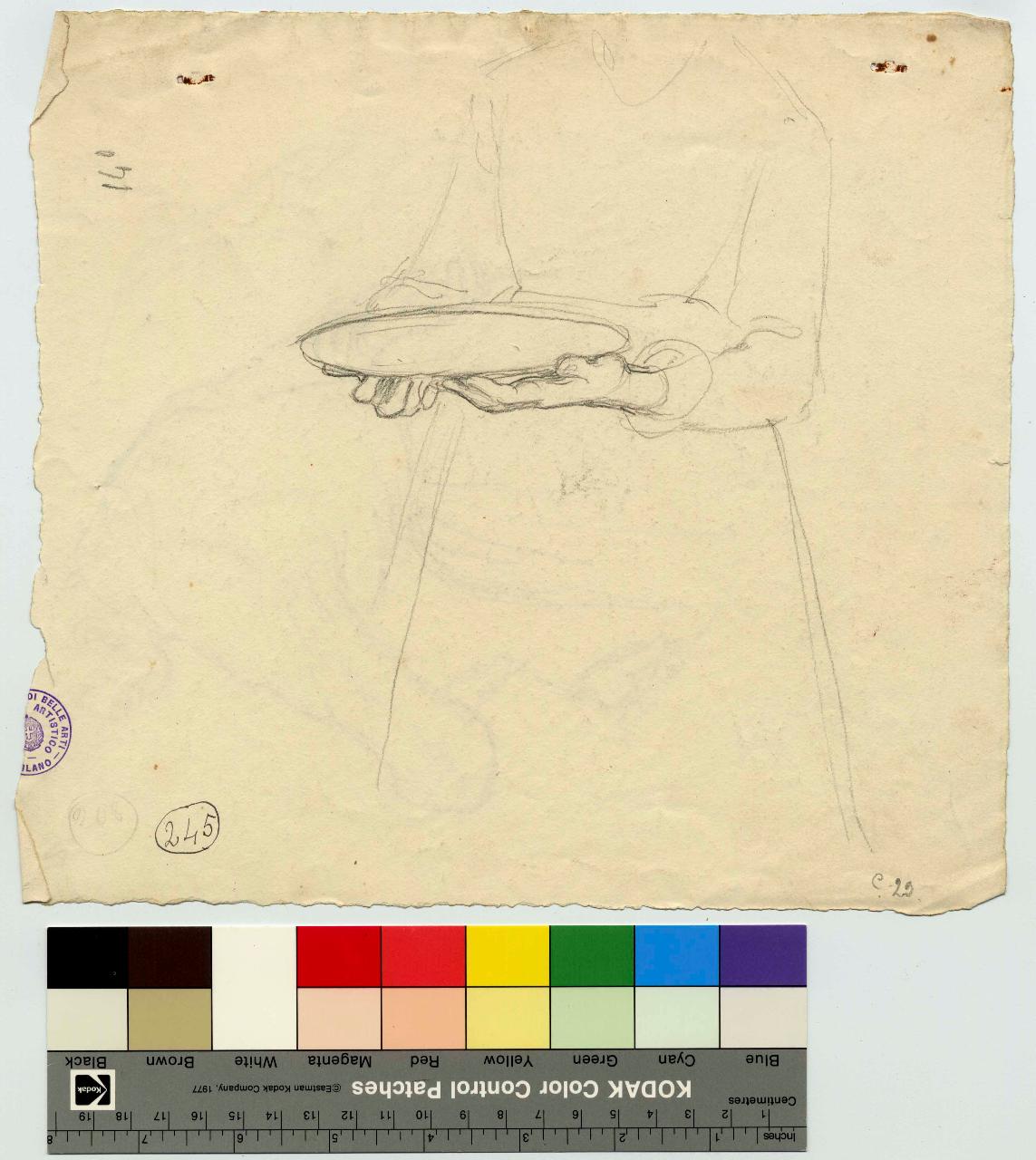 Donna acefala con piatto, figura femminile (disegno) di Hayez, Francesco (metà sec. XIX)