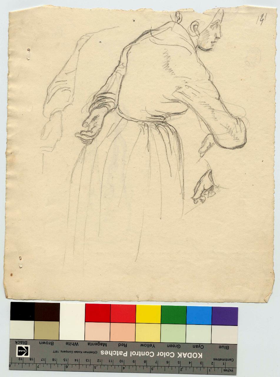 Donna vista da tergo, figura femminile (disegno) di Hayez, Francesco (metà sec. XIX)