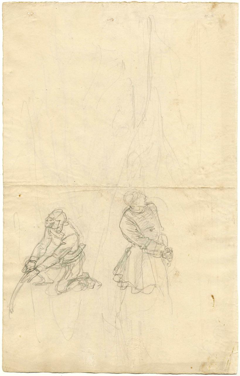 Figure di cavalieri, cavalieri (disegno) di Hayez, Francesco (metà sec. XIX)