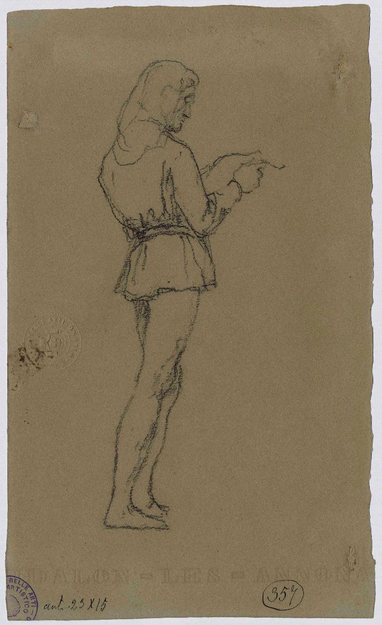 Figura maschile di profilo (studio per Marin Faliero)/ Figura maschile di profilo (studio per Marin Faliero), figura maschile | figura maschile (disegno) di Hayez, Francesco (metà sec. XIX)