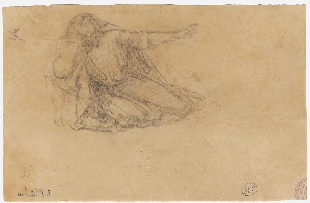 Figura di donna sdraiata accennante, figura femminile sdraiata (disegno) di Hayez, Francesco (metà sec. XIX)