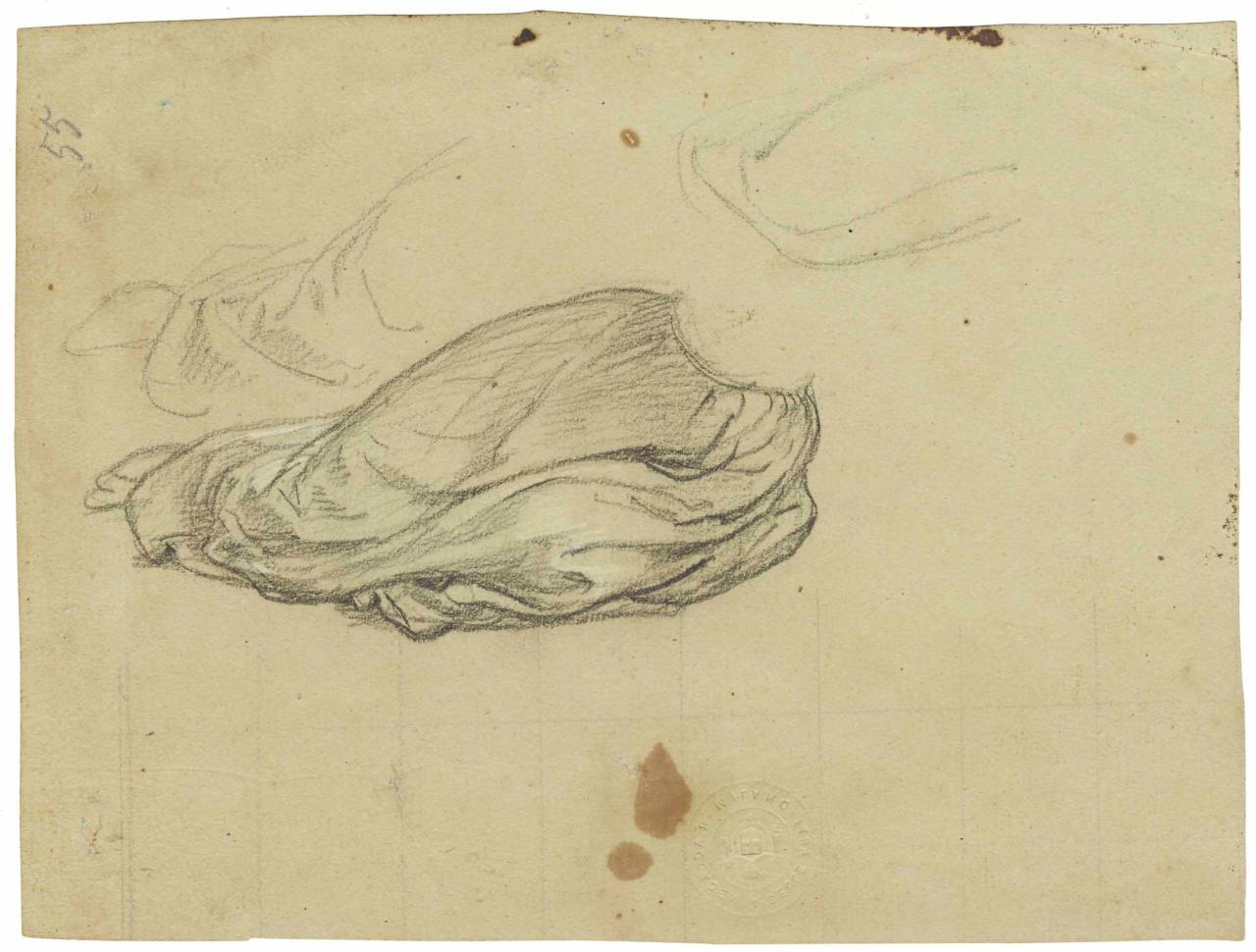 Studio di panneggio, panneggio (disegno) di Hayez, Francesco (metà sec. XIX)