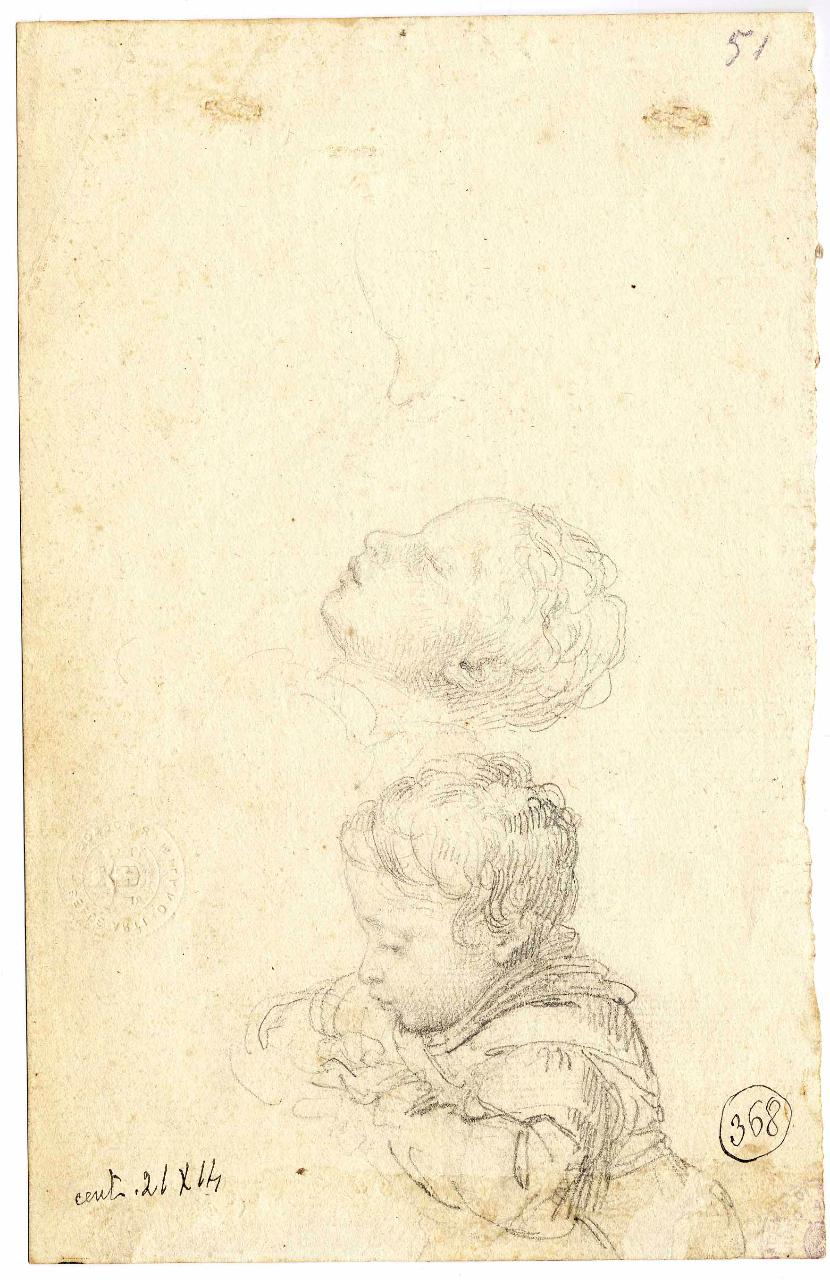 Teste di bambini, teste, bambini (disegno) di Hayez, Francesco (metà sec. XIX)