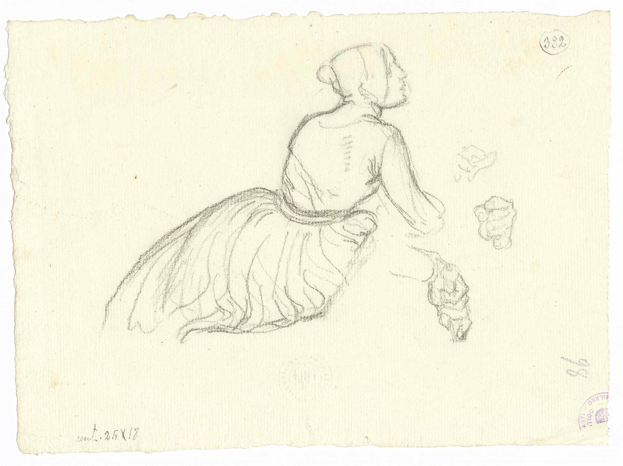 Mezza figura di donna, figura femminile (disegno) di Hayez, Francesco (metà sec. XIX)