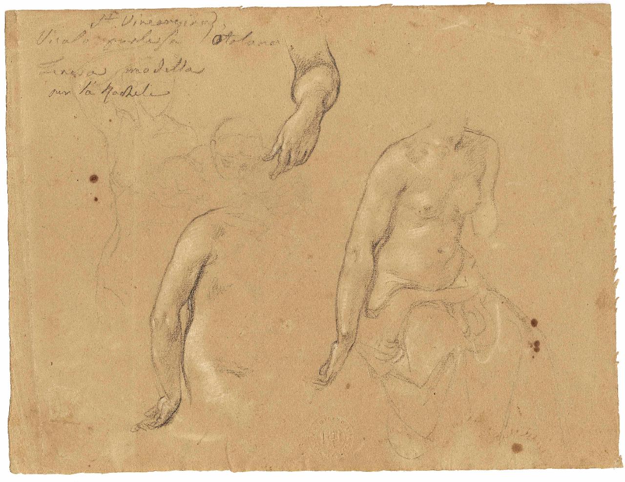 Ignuda, nudo femminile (disegno) di Hayez, Francesco (metà sec. XIX)
