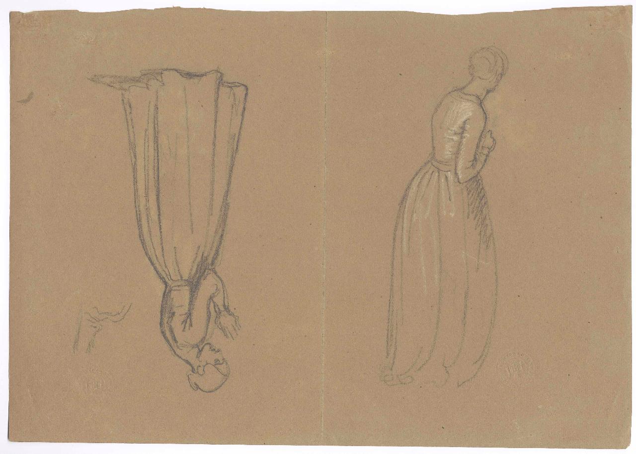 Due figure di donne supplichevoli, figure femminili (disegno) di Hayez, Francesco (metà sec. XIX)
