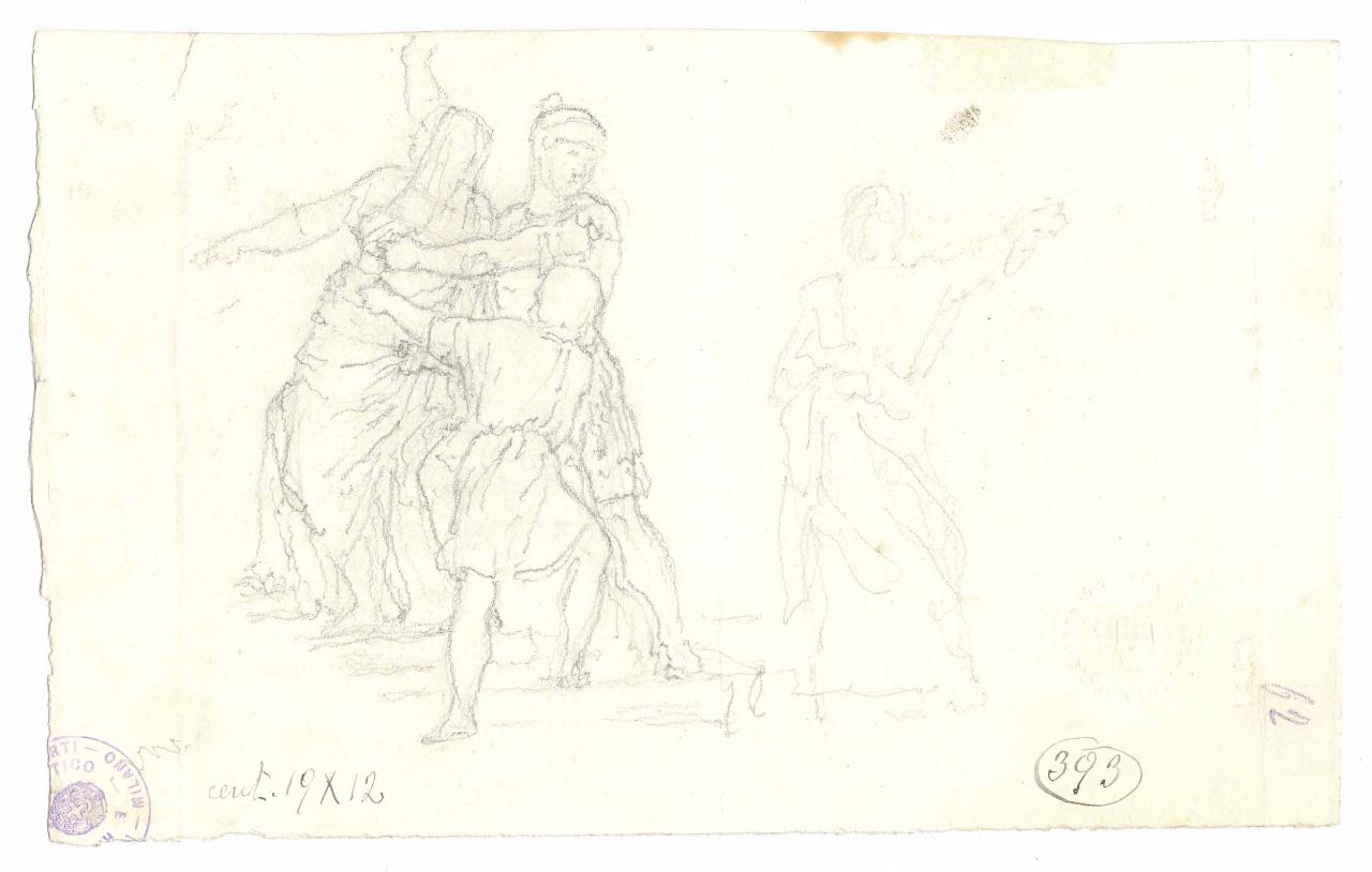 Gruppo di figure, studi per la "Distruzione del Tempio", figure (disegno) di Hayez, Francesco (metà sec. XIX)