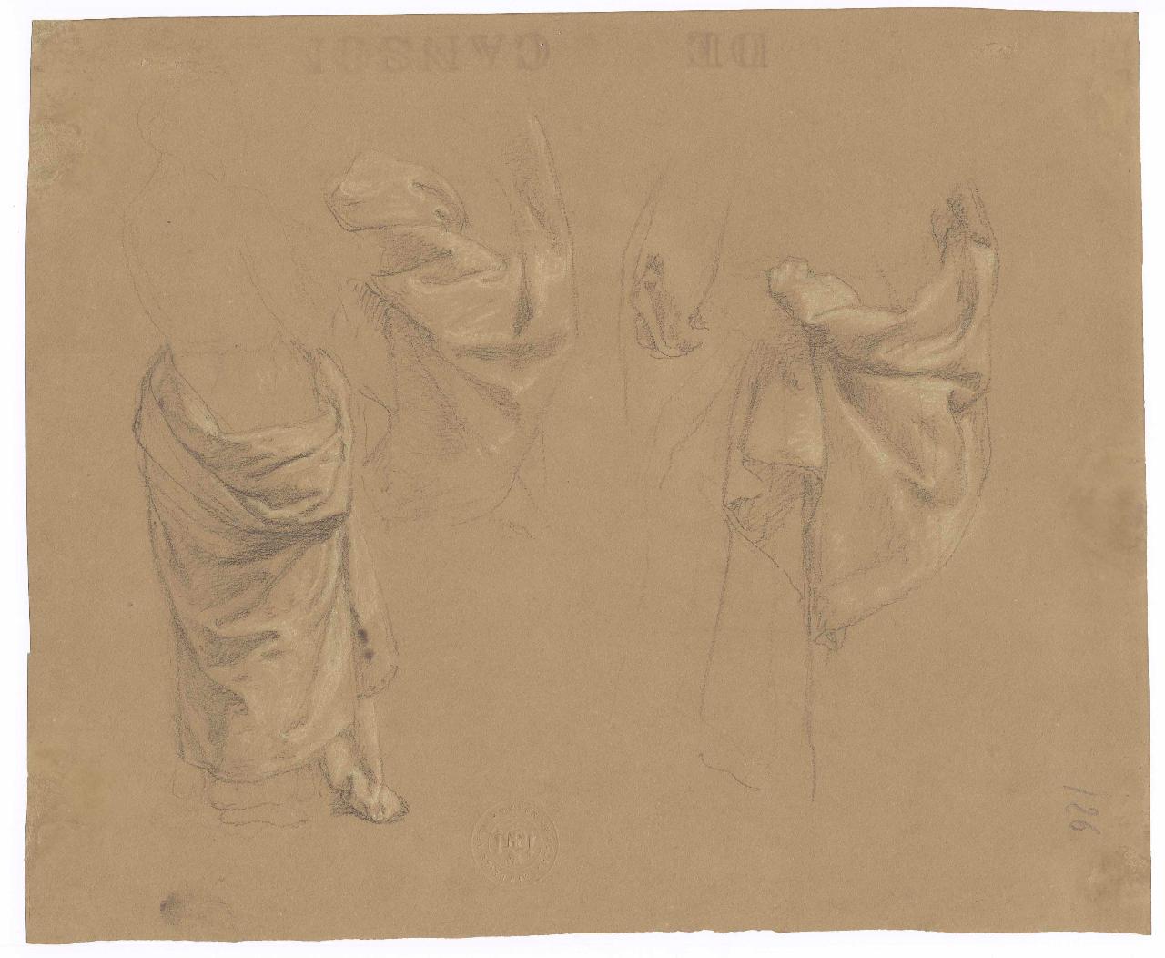 Studi di panneggi, panneggio (disegno) di Hayez, Francesco (metà sec. XIX)