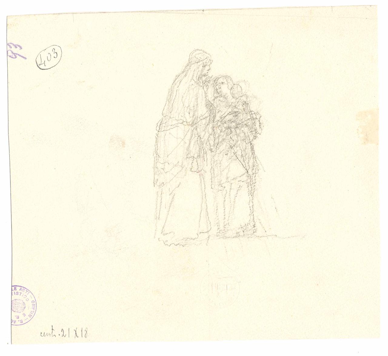 Schizzo di gruppetto di figure, figura femminile e bambino (disegno) di Hayez, Francesco (metà sec. XIX)