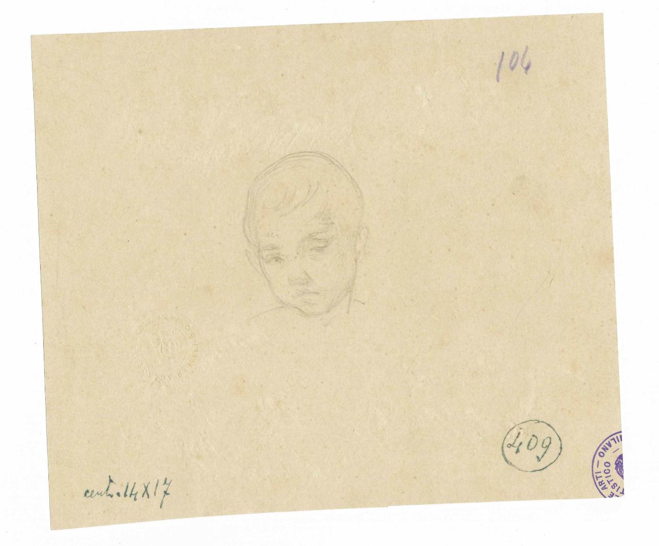 Testa di bambino, testa infantile (disegno) di Hayez, Francesco (metà sec. XIX)