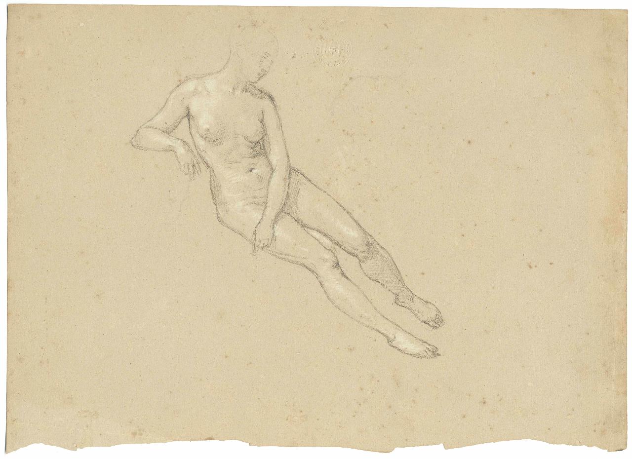 ignuda acefala, nudo femminile (disegno) di Hayez, Francesco (metà sec. XIX)