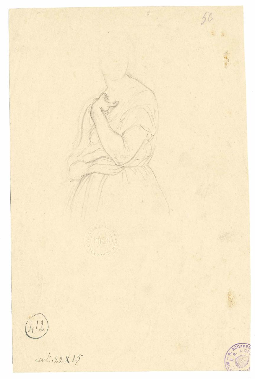 Studio di donna, figura femminile (disegno) di Hayez, Francesco (metà sec. XIX)
