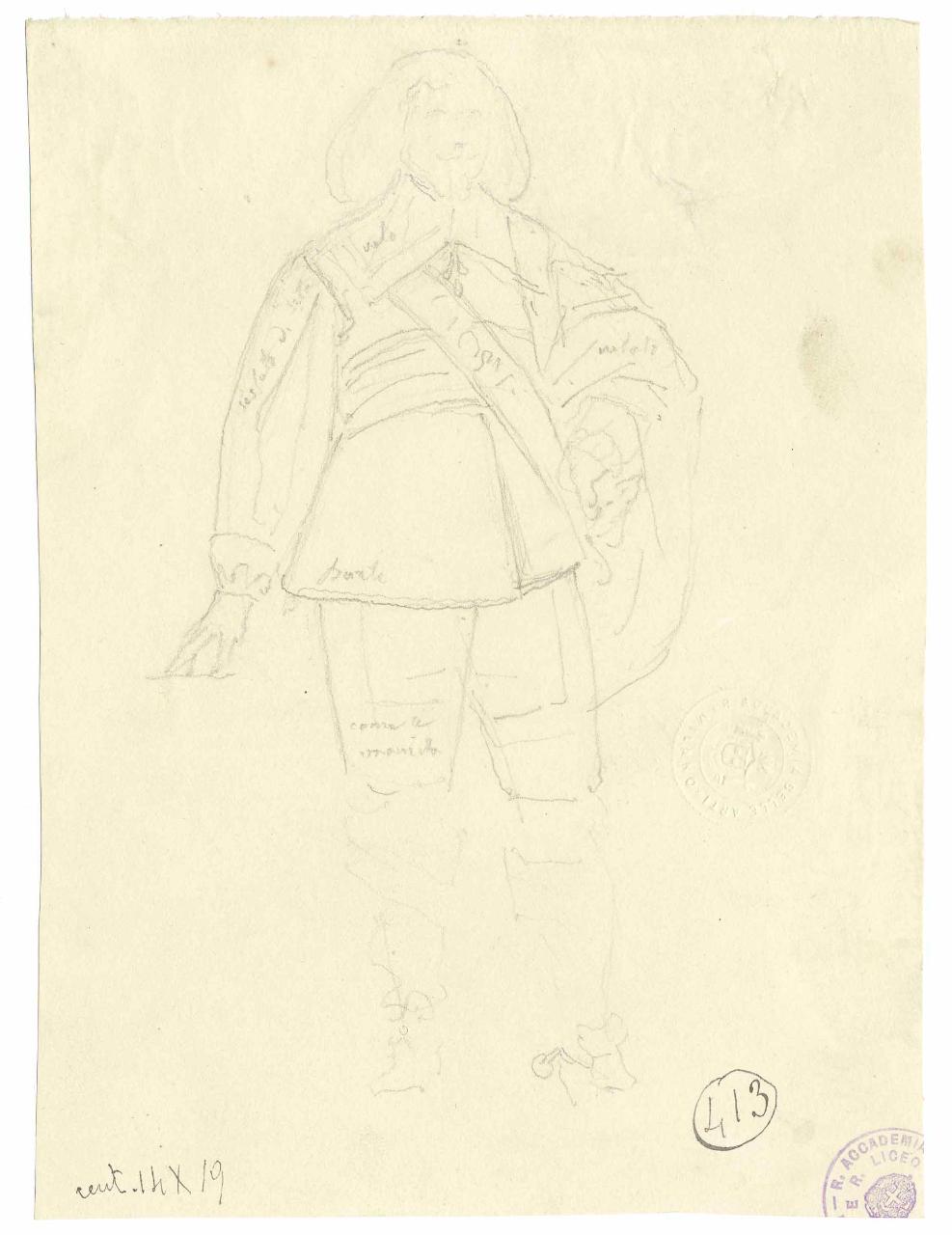 Personaggio manzoniano, figura maschile (disegno) di Hayez, Francesco (metà sec. XIX)