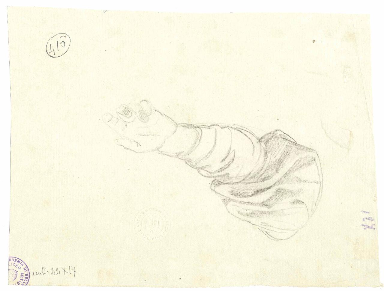 Un braccio; studio, braccio (disegno) di Hayez, Francesco (metà sec. XIX)