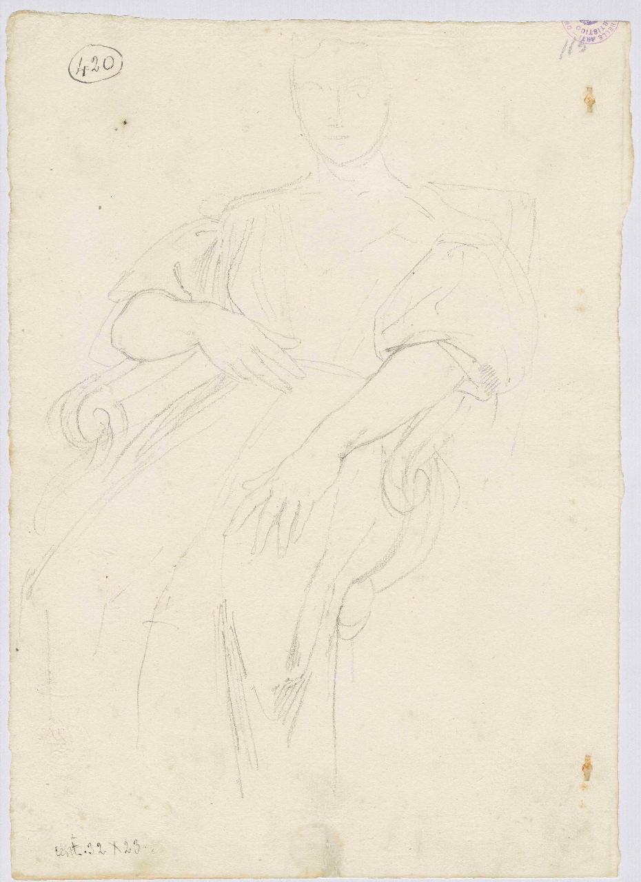 Donna seduta: studio per ritratto, figura femminile (disegno) di Hayez, Francesco (metà sec. XIX)