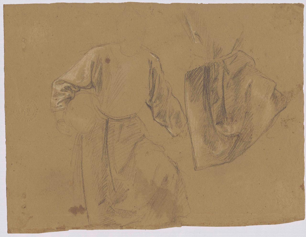 Studi di panneggio, panneggio (disegno) di Hayez, Francesco (metà sec. XIX)