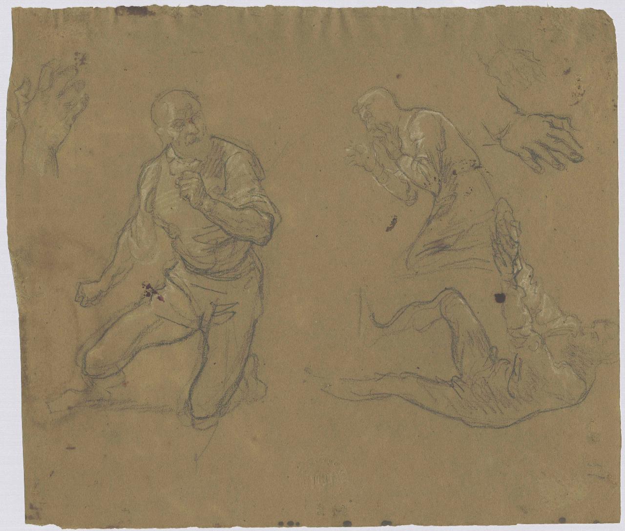 Figure maschili varie e figura in atto di offrire, figura maschile (disegno) di Hayez, Francesco (metà sec. XIX)