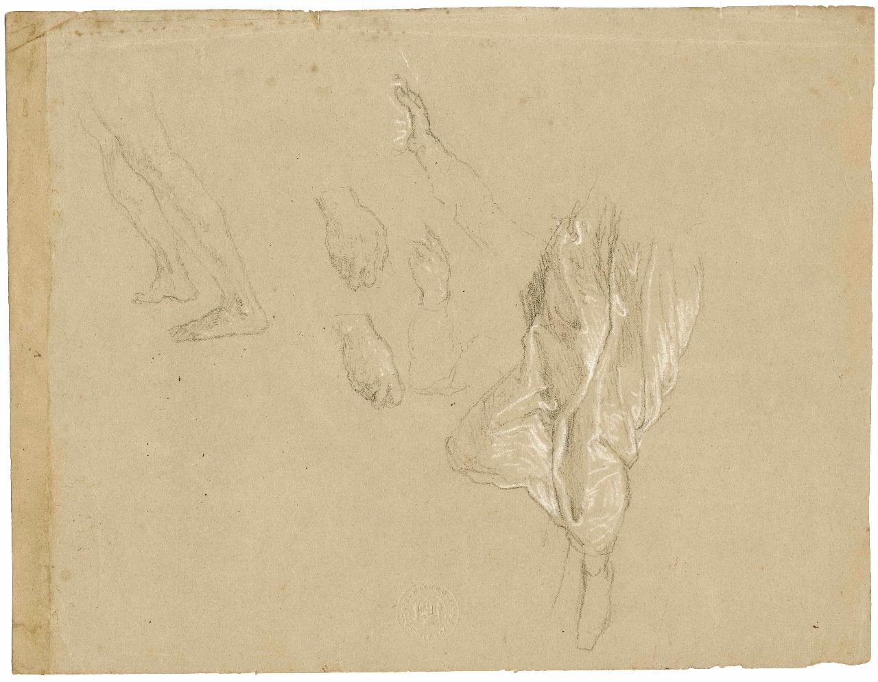 Studio di panneggio, panneggio (disegno) di Hayez, Francesco (metà sec. XIX)