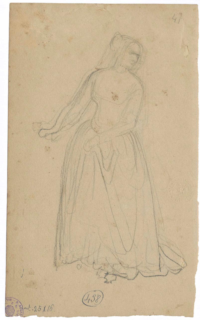 Studi per la "Denunzia segreta", scena storica (disegno) di Hayez, Francesco (metà sec. XIX)