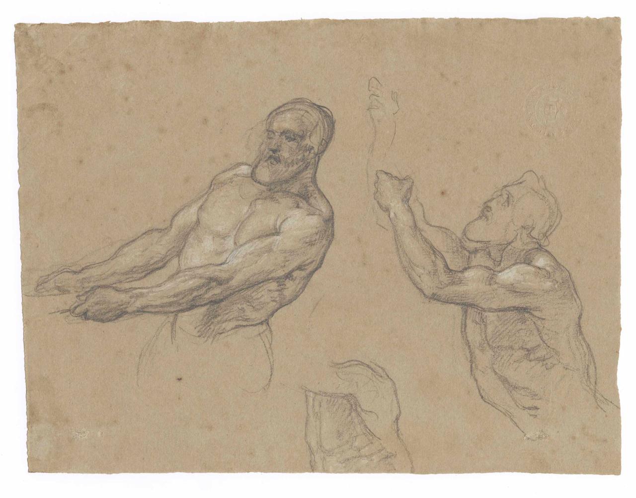 Nudi in atto di remare, nudi maschili che remano (disegno) di Hayez, Francesco (metà sec. XIX)