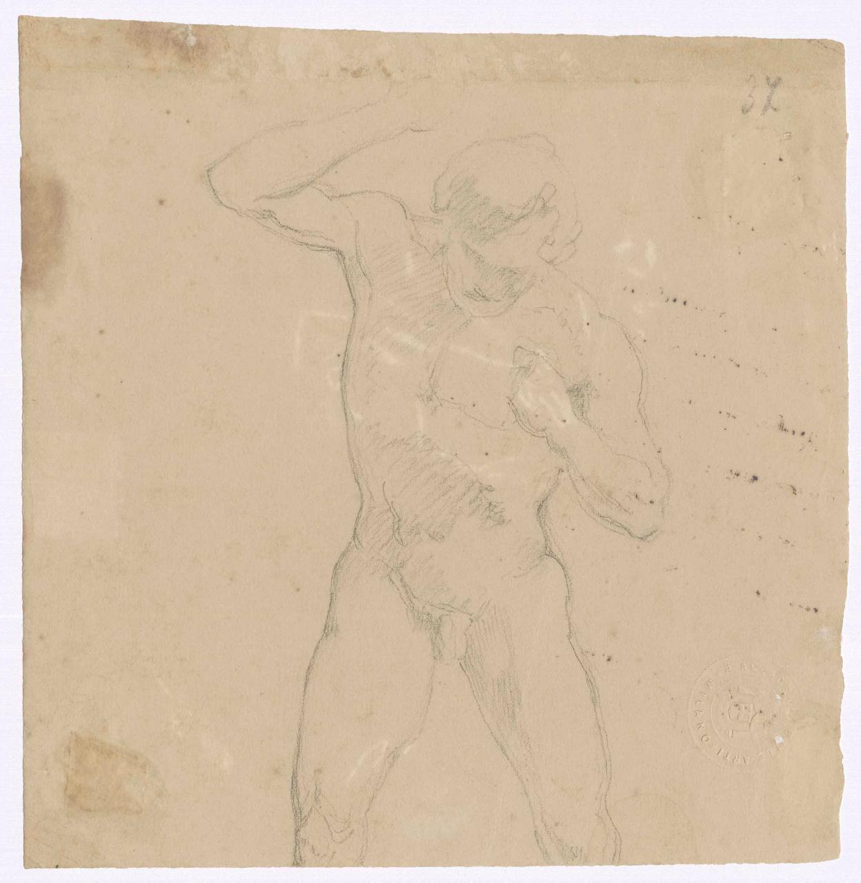 Giovane ignudo, nudo maschile (disegno) di Hayez, Francesco (metà sec. XIX)