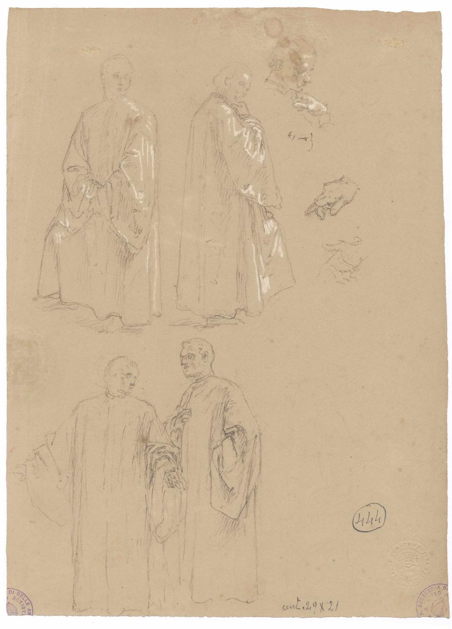 Studio di figure togate veneziane, figure togate (disegno) di Hayez, Francesco (metà sec. XIX)