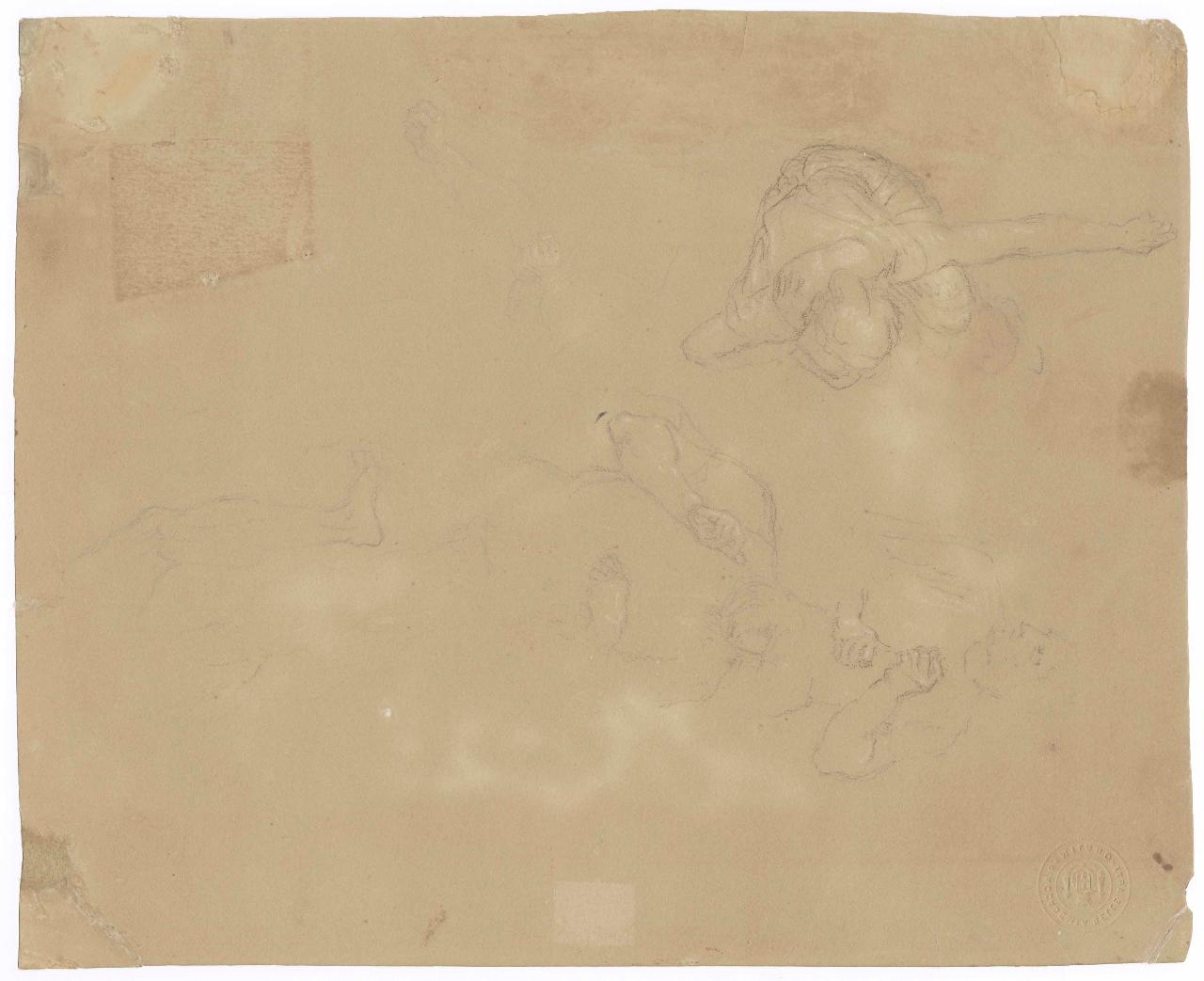 Schizzi di figure e membra, figure maschili (disegno) di Hayez, Francesco (metà sec. XIX)