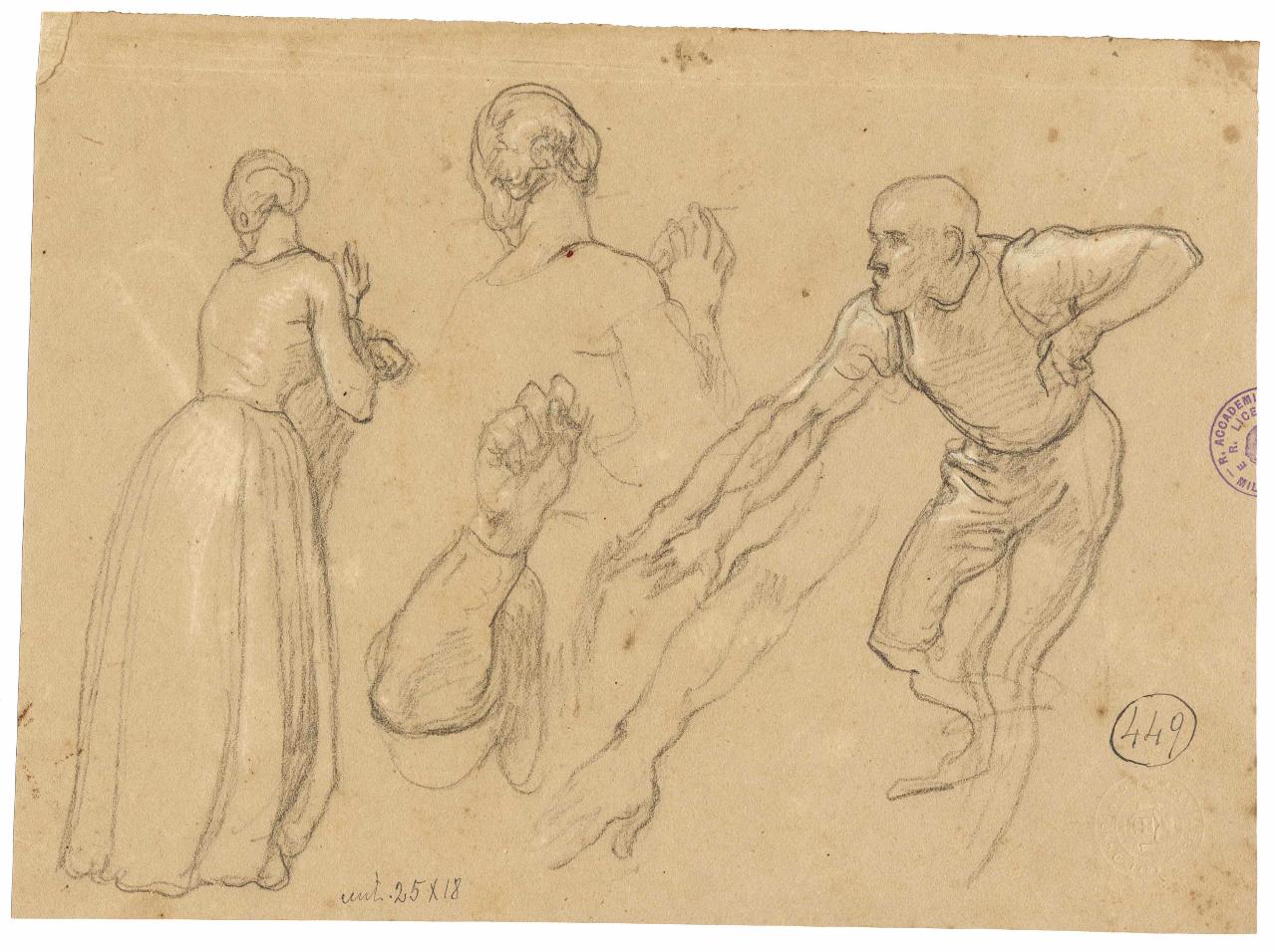 Schizzi di figure/ Studio di figure femminili, figure maschili e femminili/ figure femminili e mano (disegno) di Hayez, Francesco (metà sec. XIX)