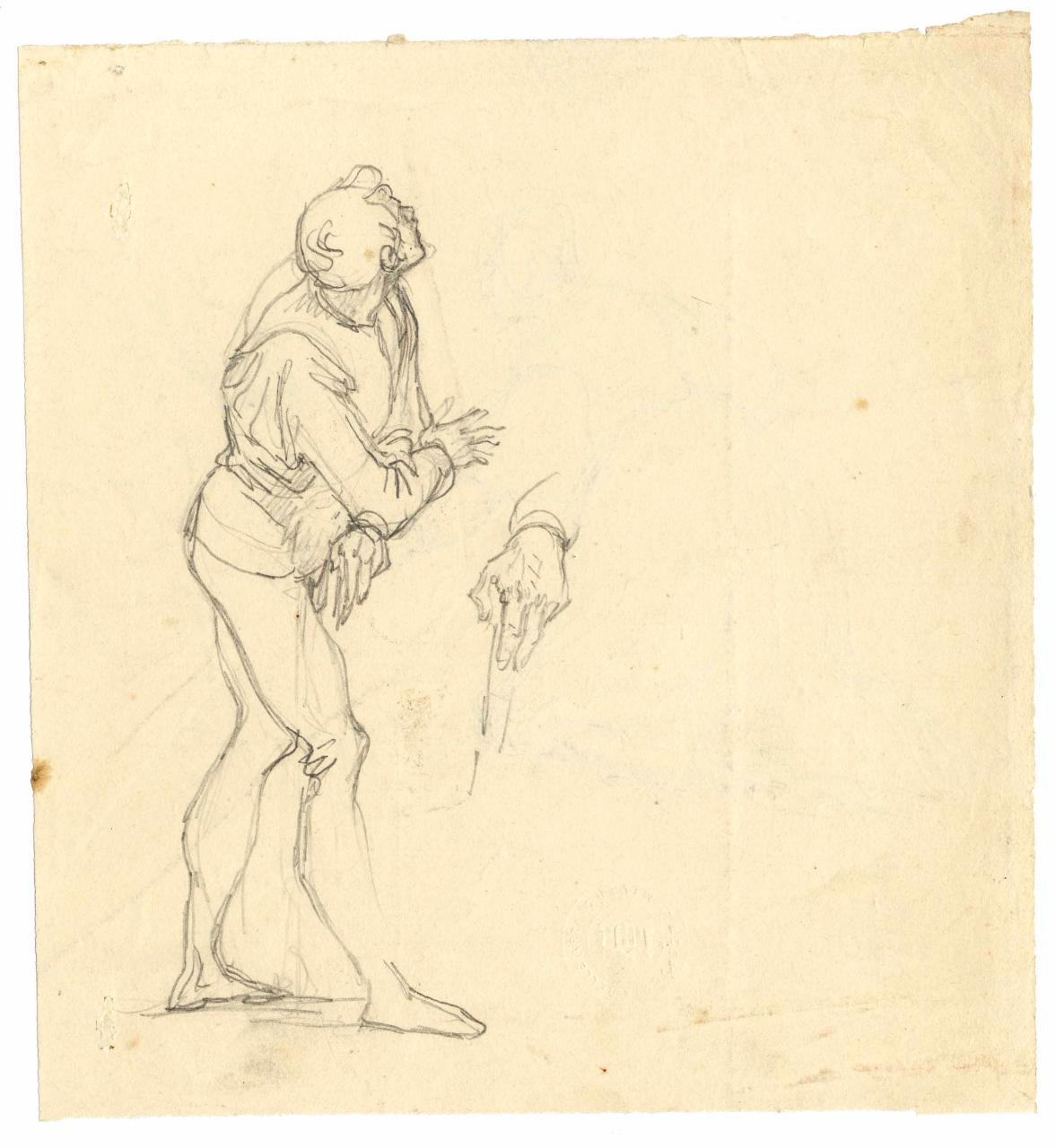 Uomo visto di lato, figura maschile di profilo (disegno) di Hayez, Francesco (metà sec. XIX)