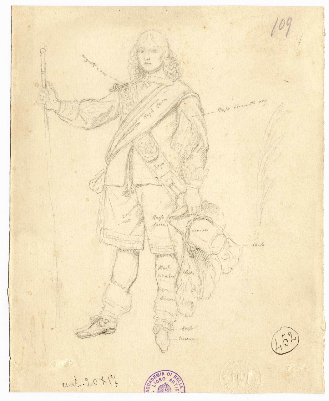 Studi di costumi, costumi (disegno) di Hayez, Francesco (metà sec. XIX)