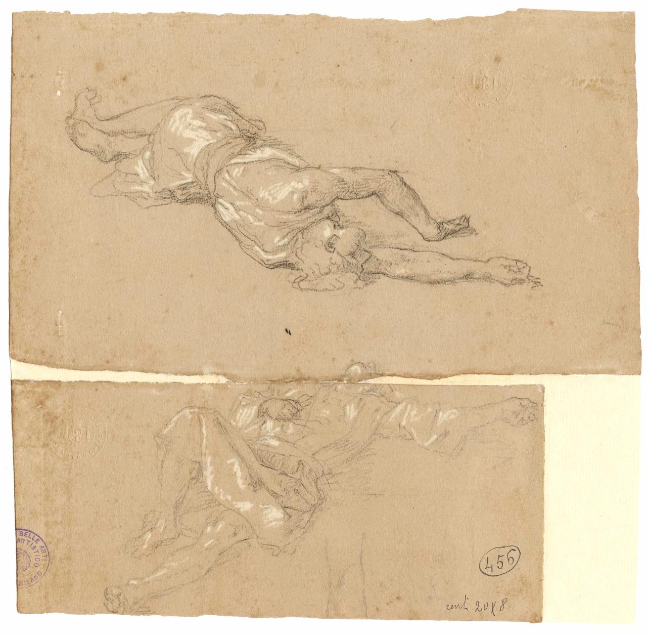 Gruppo di figure virili, Figure maschili (disegno) di Hayez, Francesco (metà sec. XIX)