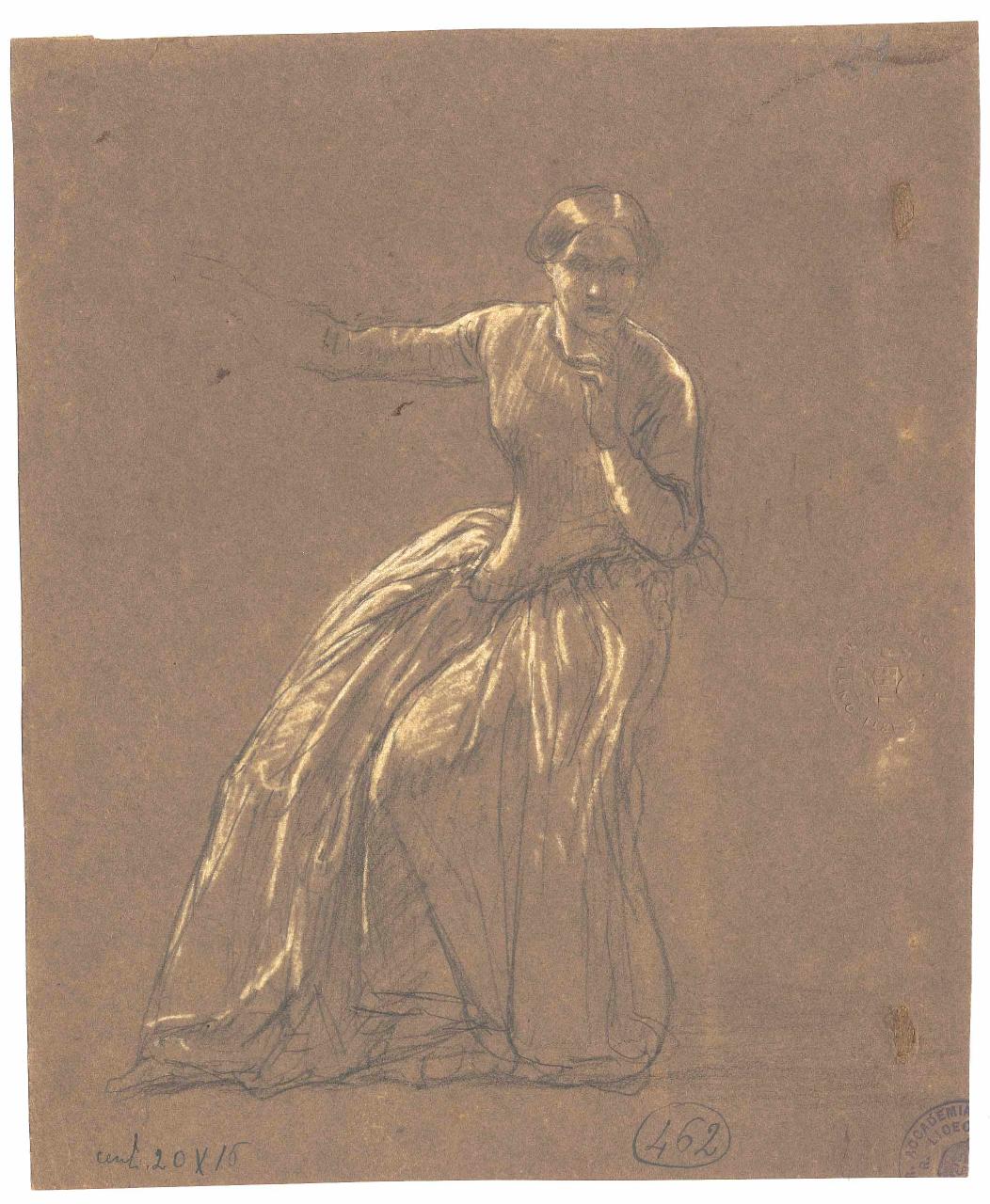 Studio di donna seduta, figura femminile seduta (disegno) di Hayez, Francesco (metà sec. XIX)