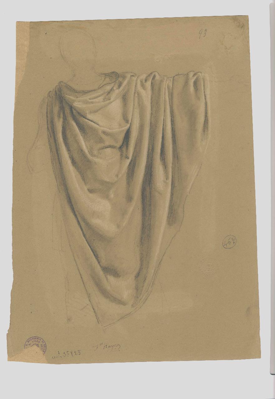 Studio di panneggio sul manichino, panneggio (disegno) di Hayez, Francesco (metà sec. XIX)