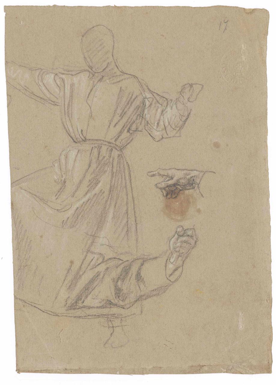 Studio di figura per la "Sete dei Crociati", figura maschile, Sete dei Crociati (disegno) di Hayez, Francesco (metà sec. XIX)
