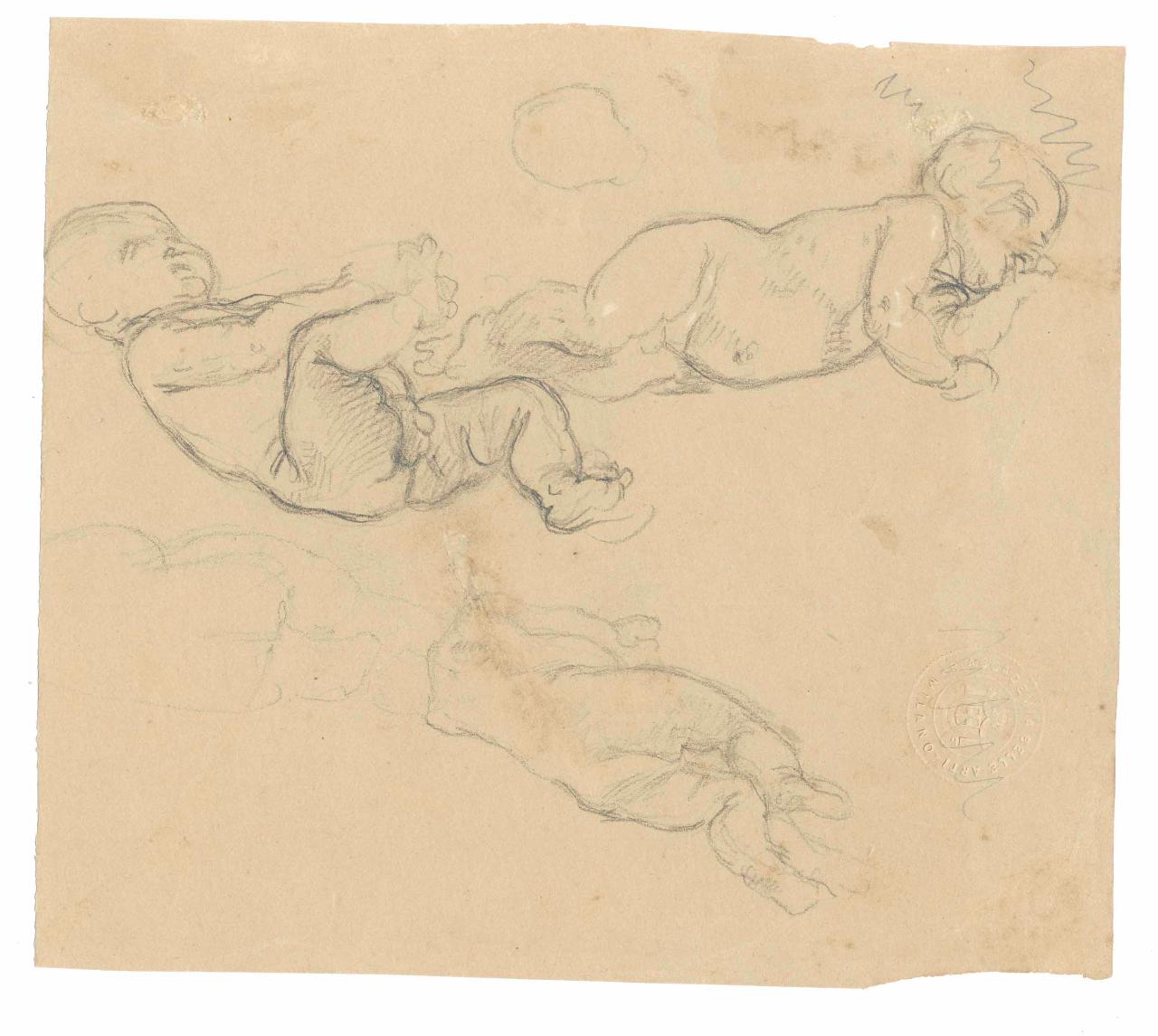 Schizzo di putti, putti (disegno) di Hayez, Francesco (metà sec. XIX)