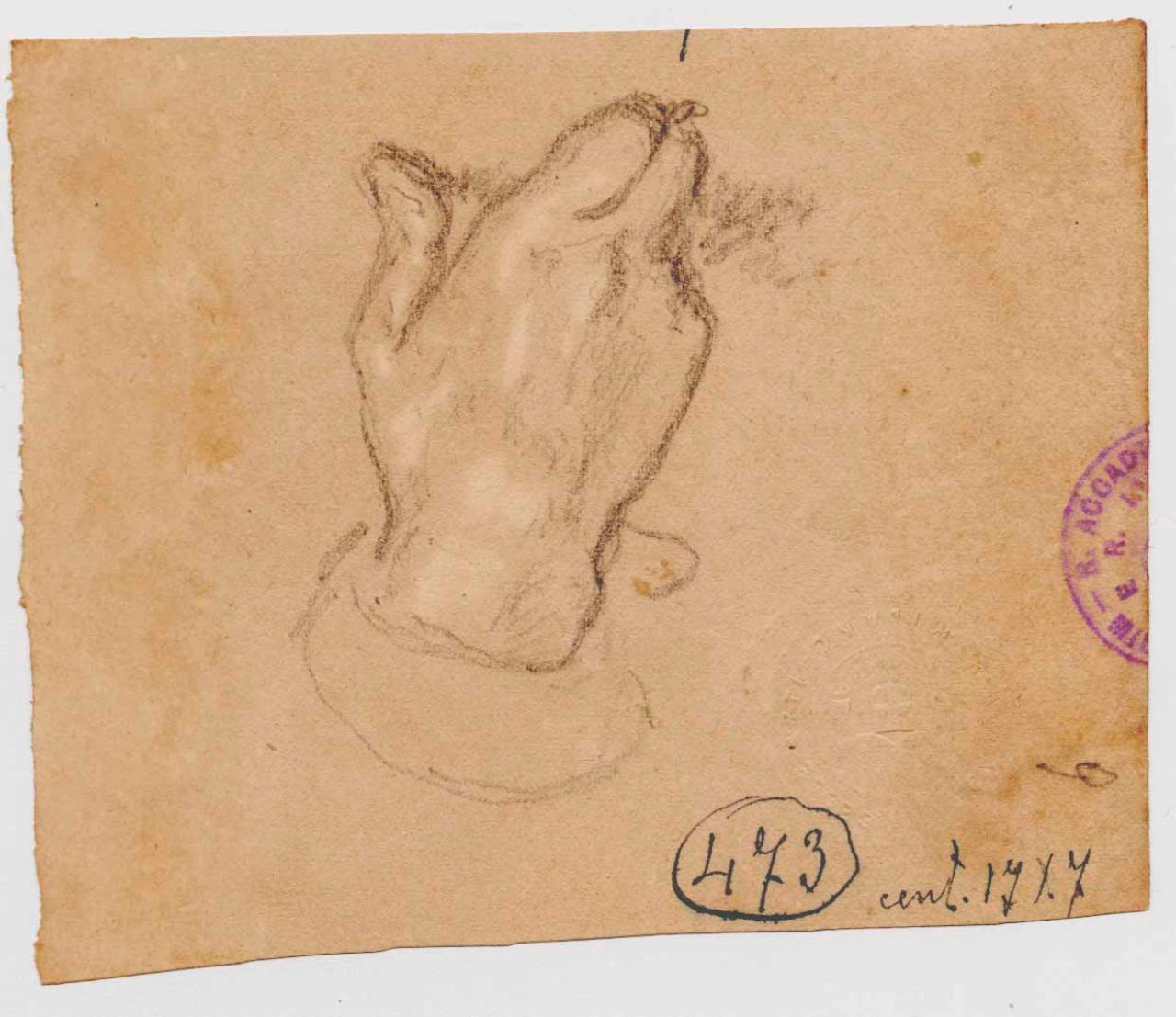 Studio di mani che impugnano, mani (disegno) di Hayez, Francesco (metà sec. XIX)