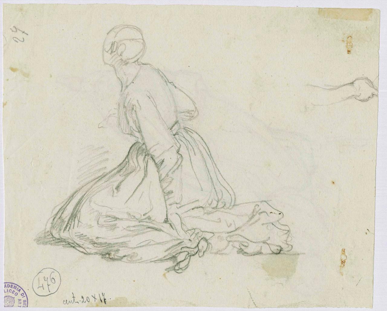 Schizzo di donna sdraiata vista da tergo/ Schizzo di donna sdraiata vista di fronte, figura femminile sdraiata | figura femminile sdraiata (disegno) di Hayez, Francesco (metà sec. XIX)