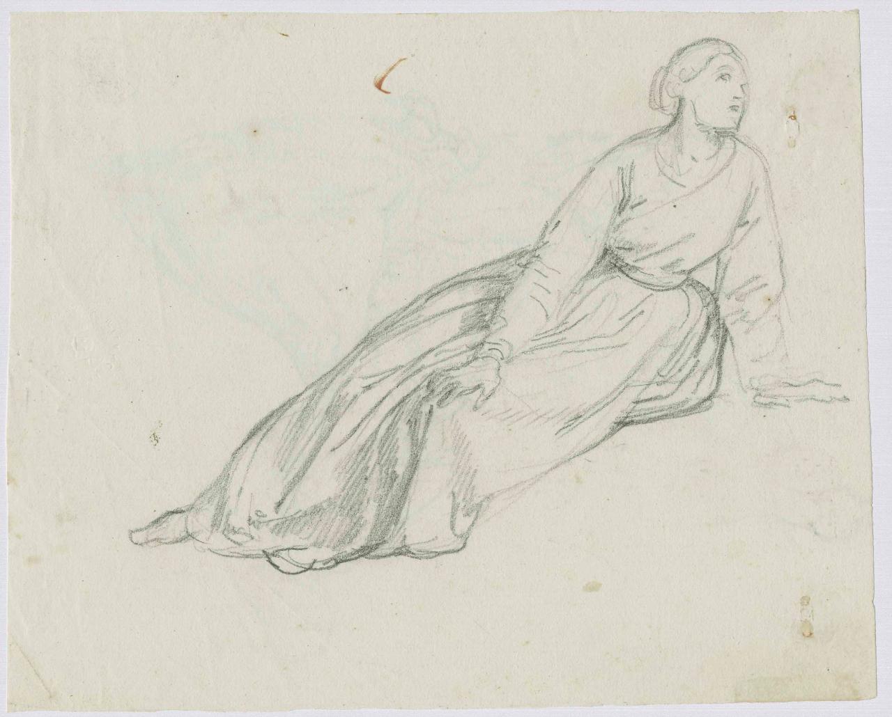Schizzo di donna sdraiata vista di fronte, figura femminile sdraiata (disegno) di Hayez, Francesco (metà sec. XIX)