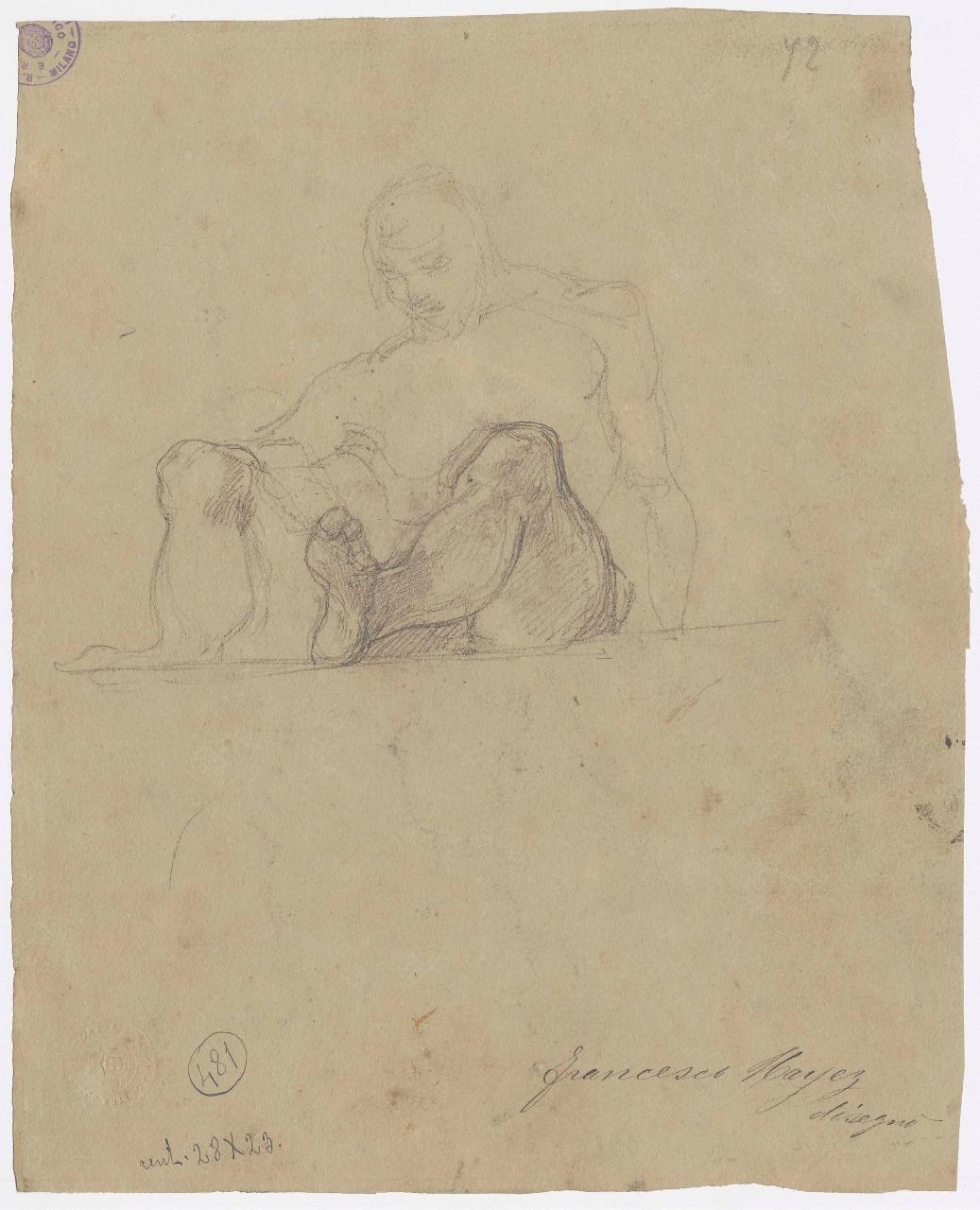 Il Tempo (Altlante?), allegoria, testa (disegno) di Hayez, Francesco (metà sec. XIX)