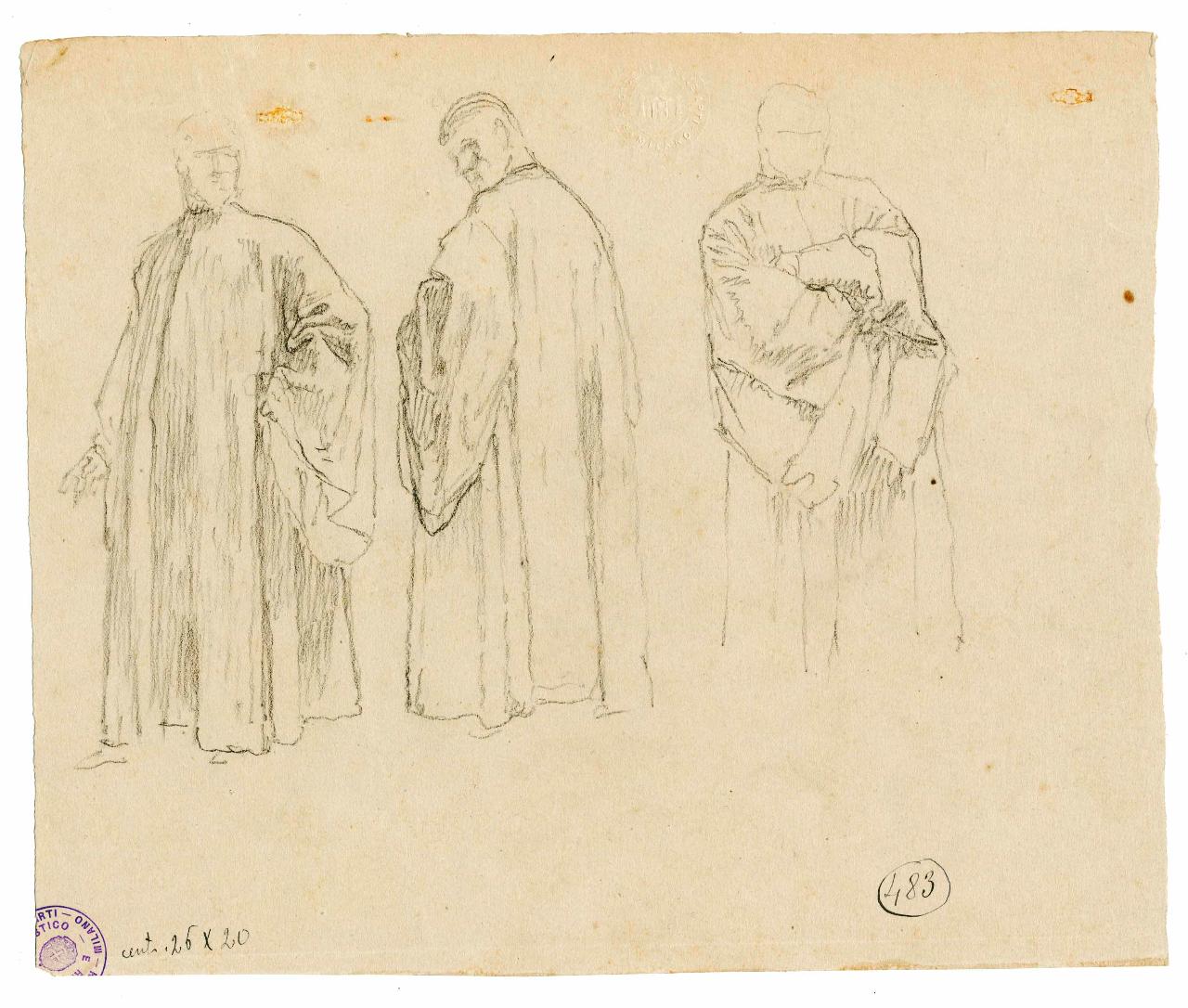 Patrizi veneziani/ Patrizi veneziani, figure maschili | figure maschili (disegno) di Hayez, Francesco (metà sec. XIX)