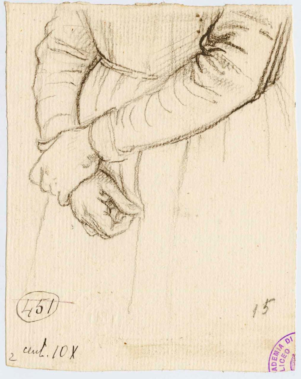 Frammento di disegno di figura di donna, figura femminile (disegno) di Hayez, Francesco (metà sec. XIX)