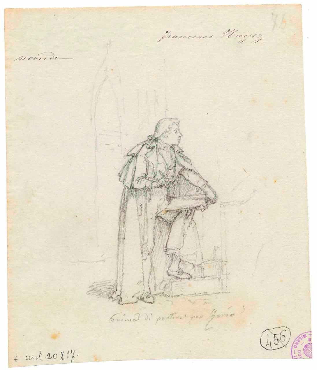 Autoritratto, autoritratto (disegno) di Hayez, Francesco (metà sec. XIX)