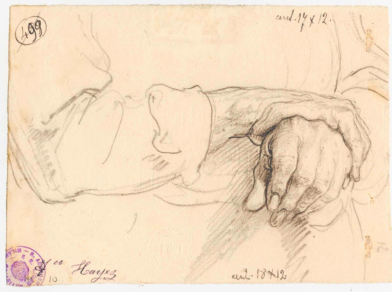 Studio di mani, mani (disegno) di Hayez, Francesco (metà sec. XIX)