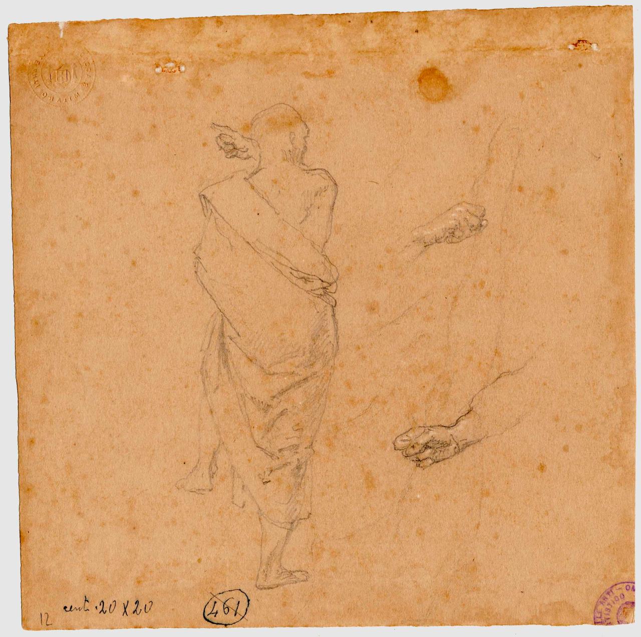 Studio di figura paludata, figura maschile (disegno) di Hayez, Francesco (metà sec. XIX)