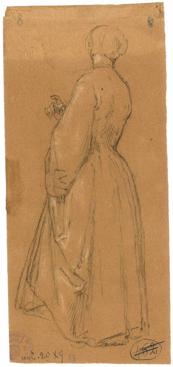 Donna vista di lato, figura femminile di profilo (disegno) di Hayez, Francesco (metà sec. XIX)