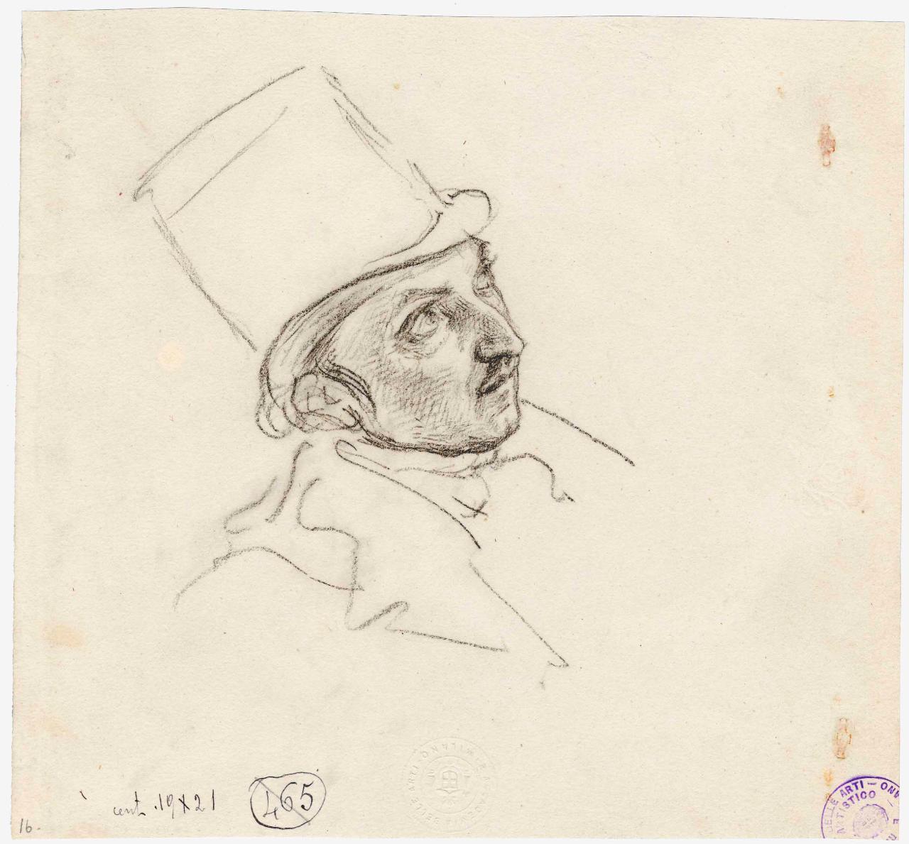 Studio per ritratto, ritratto maschile (disegno) di Hayez, Francesco (metà sec. XIX)