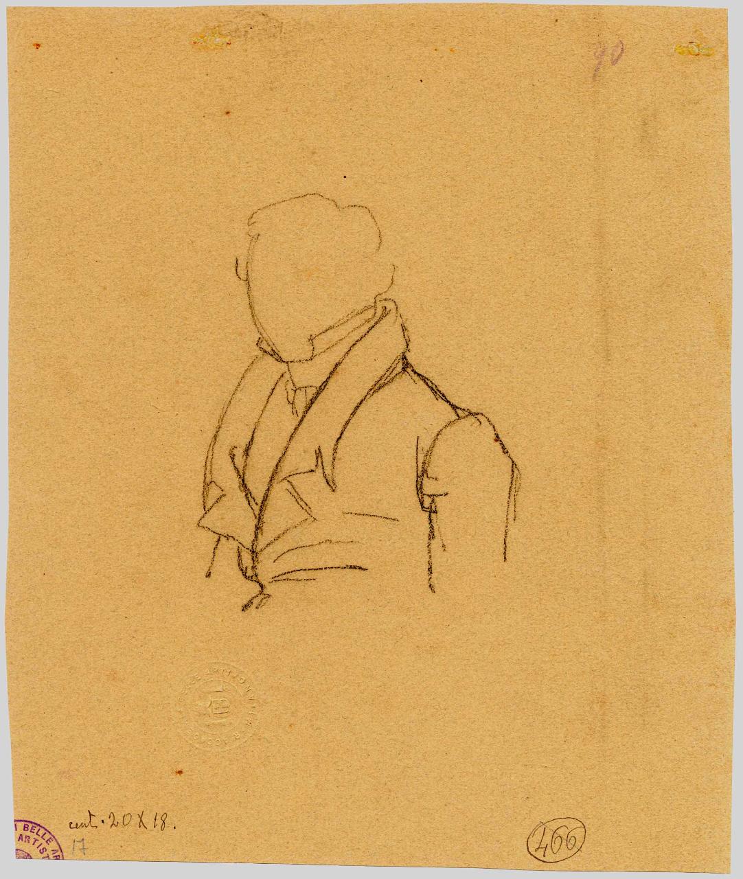 Studio per ritratto (ancora il Nava?), ritratto maschile (disegno) di Hayez, Francesco (metà sec. XIX)