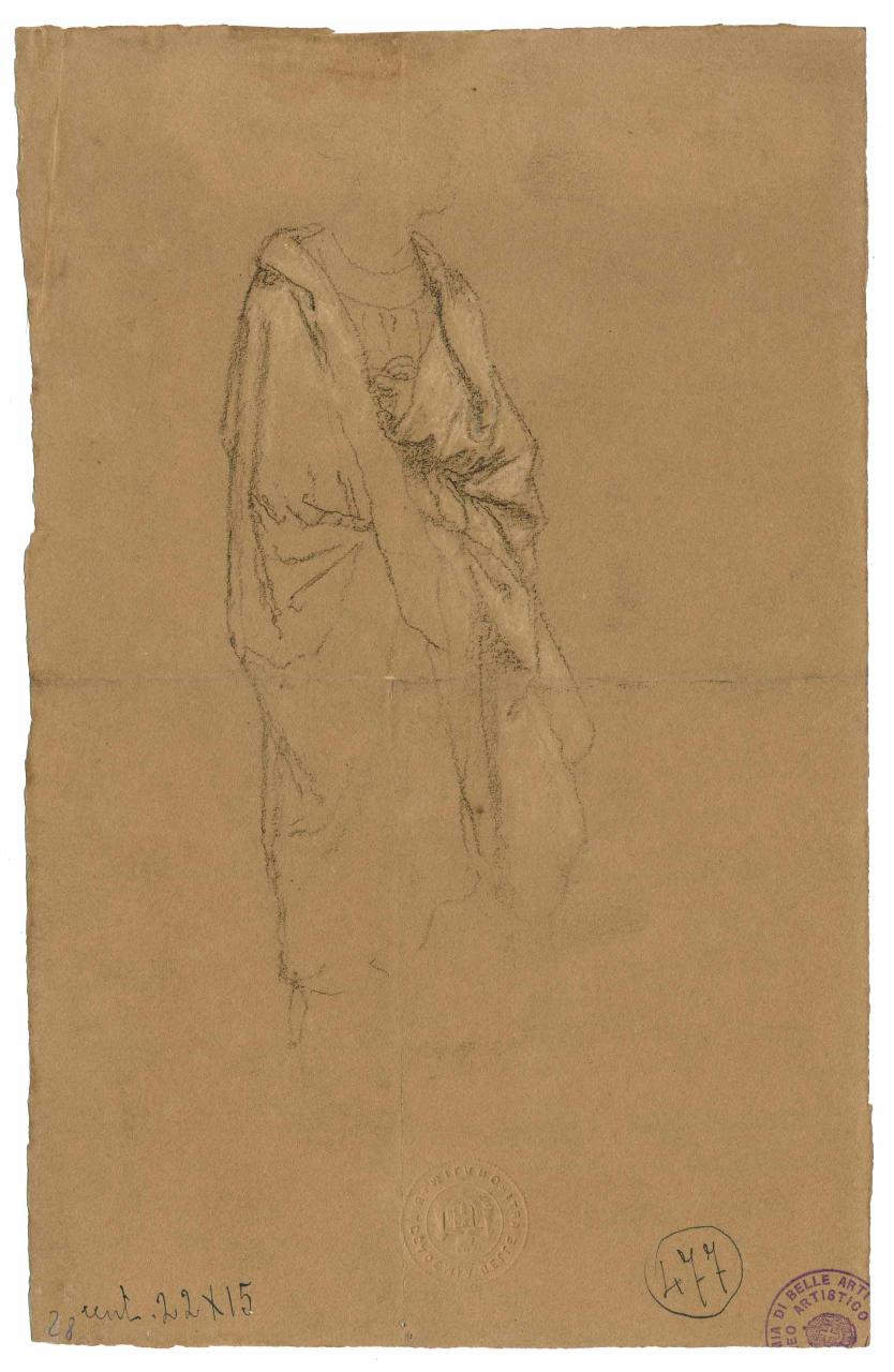Studio di panneggio, panneggio (disegno) di Hayez, Francesco (metà sec. XIX)