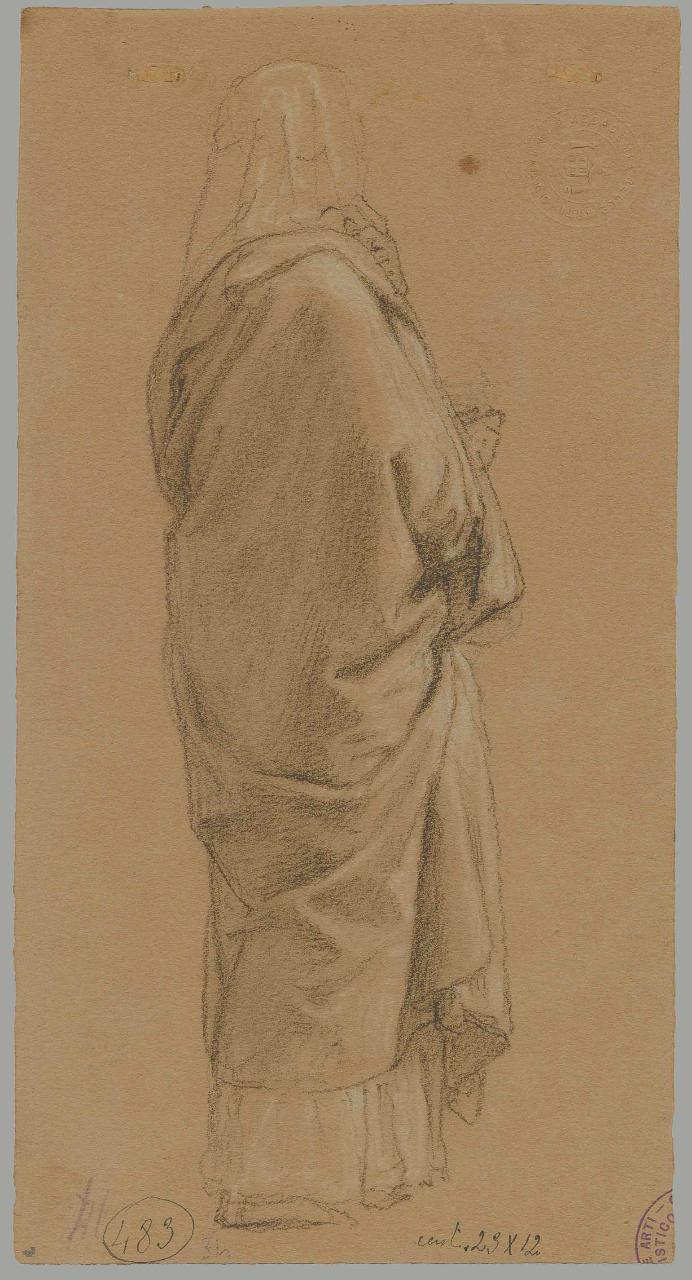 Studio di donna orientale, figura femminile (disegno) di Hayez, Francesco (metà sec. XIX)