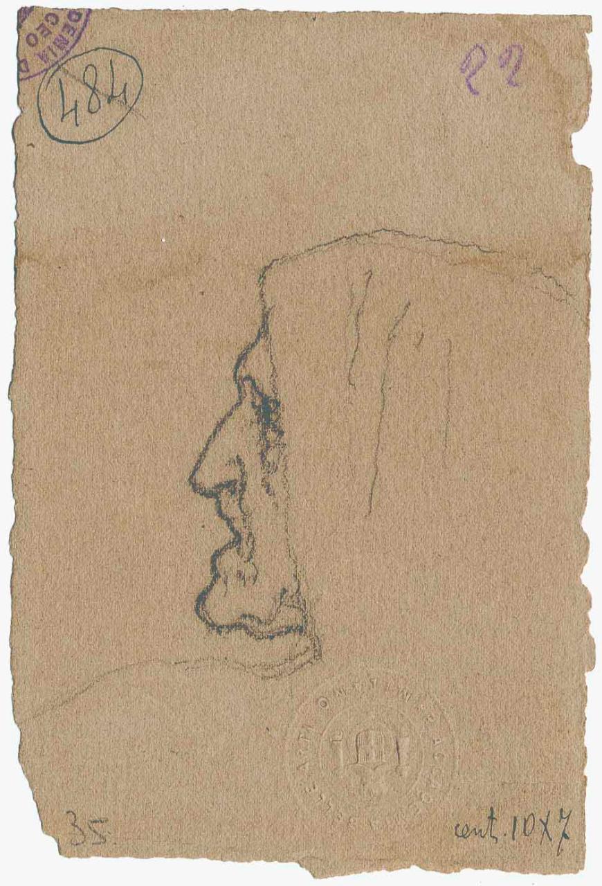 Schizzo di testa di vecchio in profilo, testa maschile (disegno) di Hayez, Francesco (metà sec. XIX)